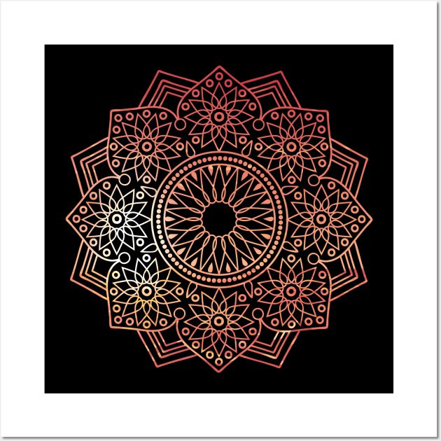 mandala design orange Wall Art by ChezALi